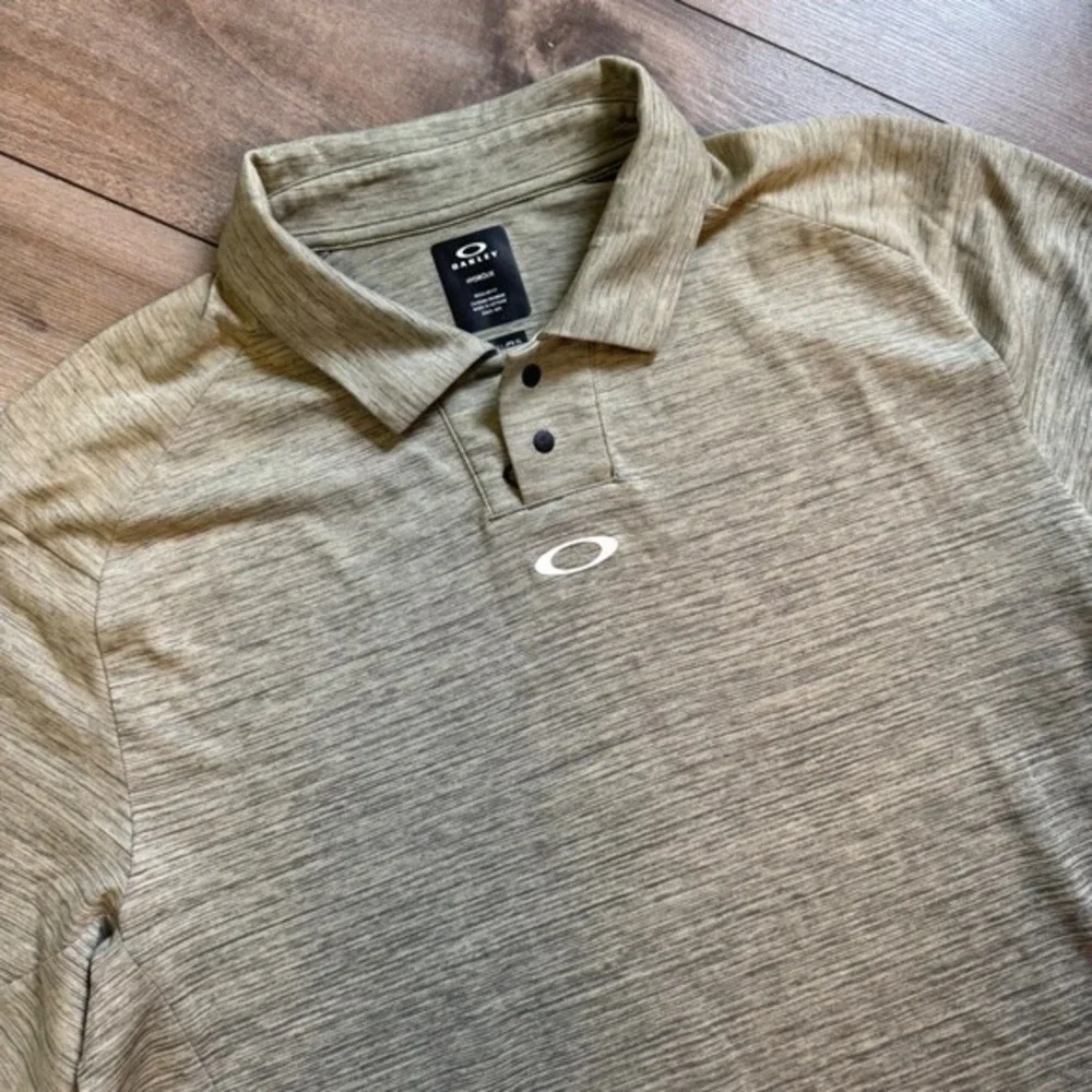 Oakley Hydroix Mens Golf Polo Shirt Regular Fit Khaki Heathered Large‎ Bin B-100